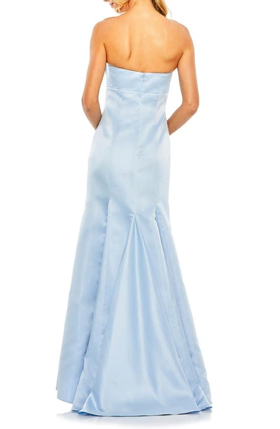 Shop Mac Duggal Strapless Satin Mermaid Gown In Powder Blue