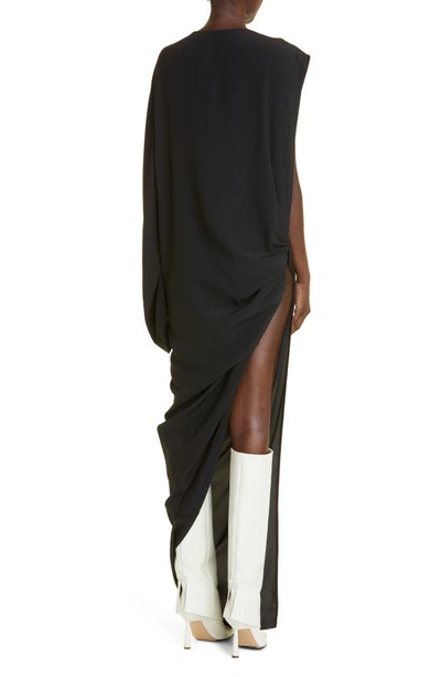 Shop Rick Owens One-shoulder Draped Column Gown In Black