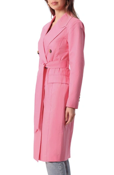 Shop Avec Les Filles Stretch Cotton Blend Belted Trench Coat In Hot Pink