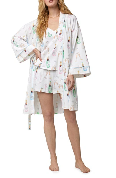 Shop Bedhead Pajamas Just Married Print Organic Cotton Jersey Robe In Champagne Wedding