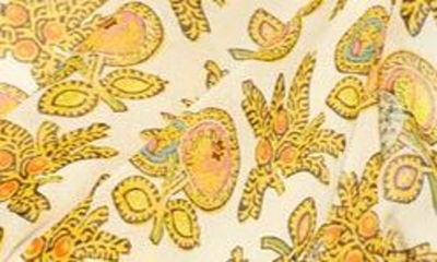 Etro Micro Apple Silk Wrap In Yellow