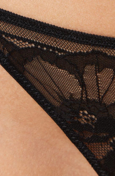 Etam Idole Floral Lace G-string Thong In Black