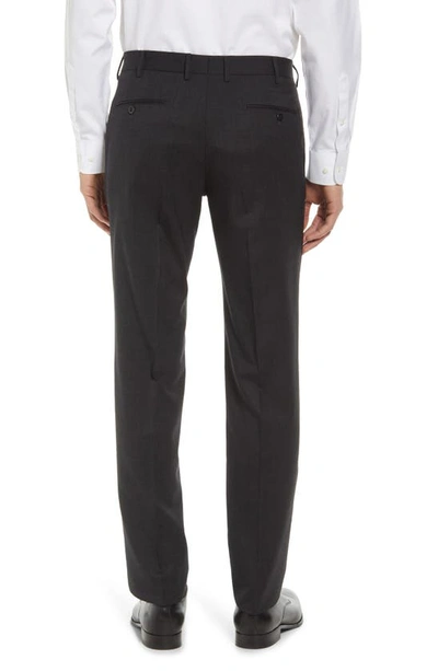 Zanella Parker Flat Front Wool Trousers In Charcoal