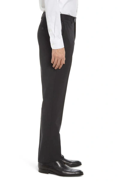 Zanella Parker Flat Front Wool Trousers In Charcoal