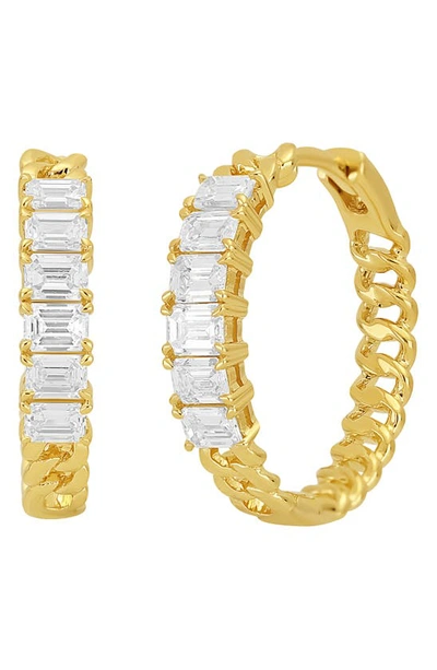 Shop Bony Levy Varda Emerald Diamond Hoop Earrings In 18k Yellow Gold