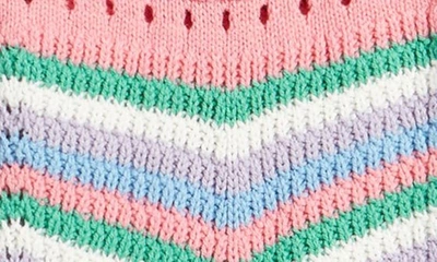 Shop Freshman Kids' Chevron Stripe Knit Sweater Dress In Lollipop Combo