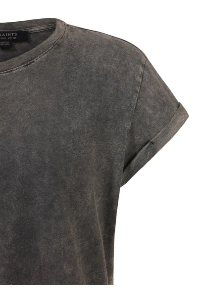 Shop Allsaints Anna Crewneck T-shirt In Acid Washed Black