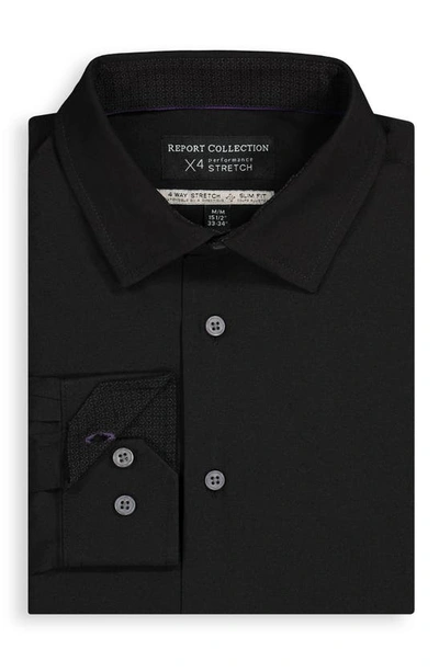 Shop Report Collection 4x Stretch Slim Fit Solid Black Dress Shirt In 09 Black