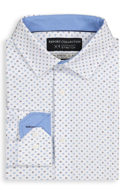 Shop Report Collection 4x Stretch Slim Fit Neat Dress Shirt In 40 Blue