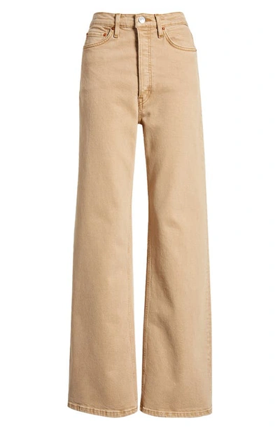 Shop Re/done '70s Ultra High Waist Wide Leg Jeans In Washed Khaki