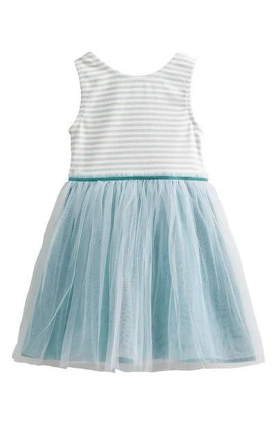 Shop Mini Boden Kids' Stripe Sleeveless Tulle Dress In Tropical Rain Green