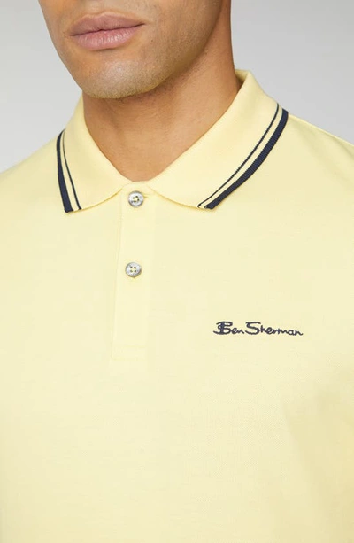 Shop Ben Sherman Signature Tipped Organic Cotton Piqué Polo Shirt In Lemon