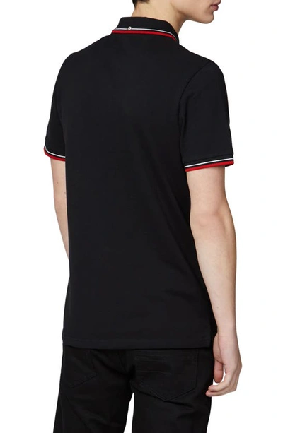Shop Ben Sherman Signature Tipped Organic Cotton Piqué Polo Shirt In Black