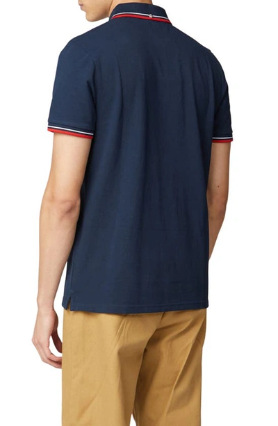 Shop Ben Sherman Signature Tipped Organic Cotton Piqué Polo Shirt In Dark Navy