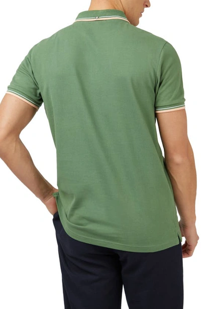 Shop Ben Sherman Signature Tipped Organic Cotton Piqué Polo Shirt In Fern Green