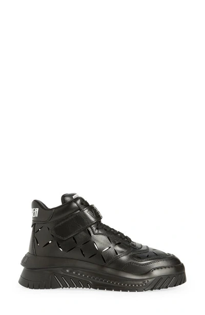 Shop Versace Slashed Odissea High Top Sneaker In Black/ Palladium