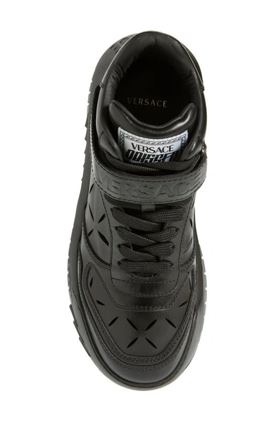 Shop Versace Slashed Odissea High Top Sneaker In Black/ Palladium