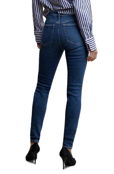 Mango High Waist Ankle Skinny Jeans In Dark Blue