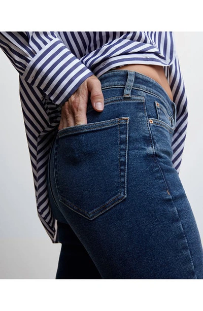 Mango High Waist Ankle Skinny Jeans In Dark Blue