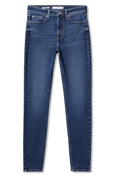 Mango High Waist Ankle Skinny Jeans In Dark Blue