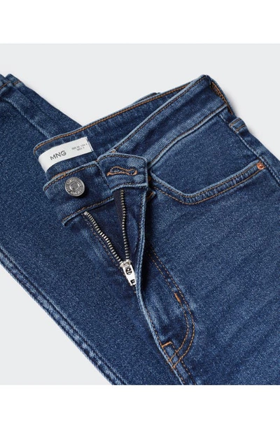 Mango High Waist Ankle Skinny Jeans In Dark Blue