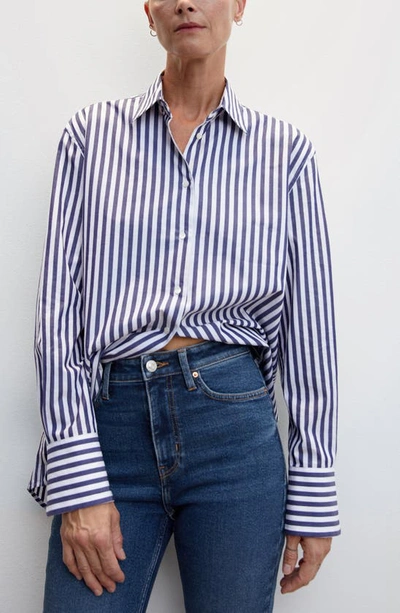 Mango High Waist Ankle Skinny Jeans In Dark Blue