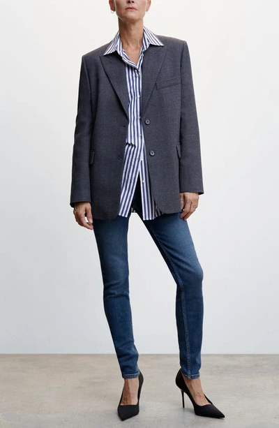 Mango High Waist Ankle Skinny Jeans In Dark Blue
