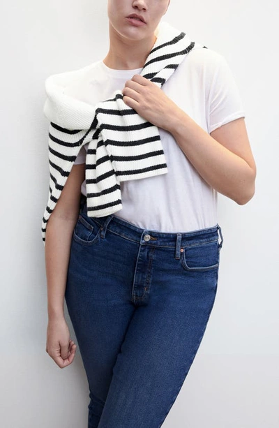 Mango High Waist Ankle Skinny Jeans In Dark Blue
