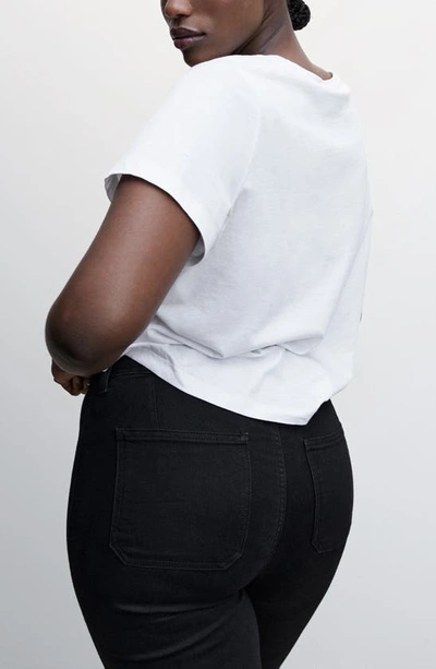 Shop Mango High Waist Stretch Cotton Blend Leggings In Black Denim