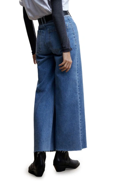 Mango High Waist Culotte Jeans In Medium Blue