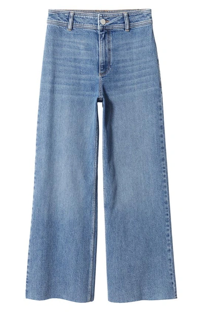 Mango High Waist Culotte Jeans In Medium Blue