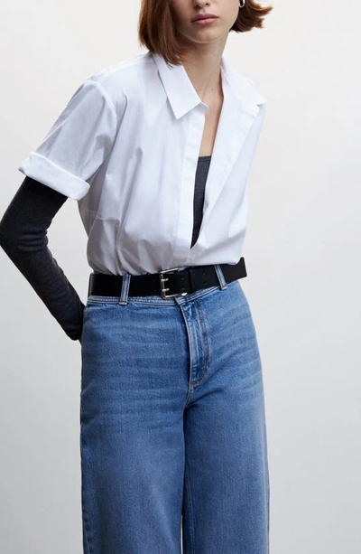 Mango High Waist Culotte Jeans In Medium Blue