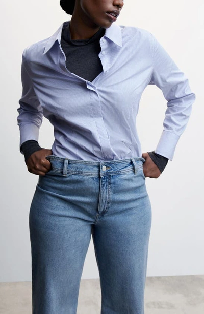 Mango High Waist Culotte Jeans In Medium Blue