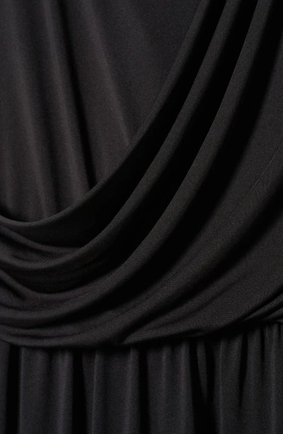 Mango Drape Front Satin Dress In Black