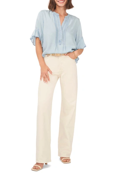 Shop Vince Camuto Pintuck Flutter Sleeve Blouse In Arctic Surf