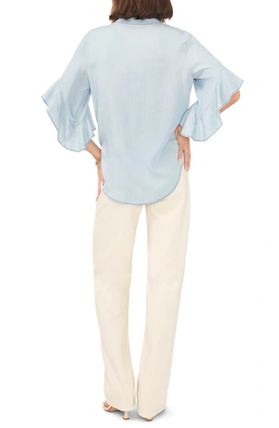 Shop Vince Camuto Pintuck Flutter Sleeve Blouse In Arctic Surf