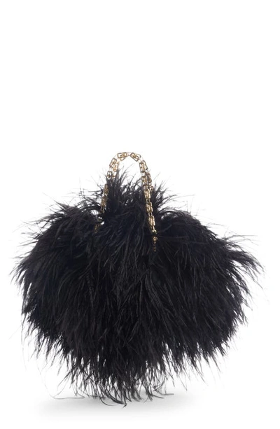 Shop Givenchy Kenny Silk & Feather Handbag In Black
