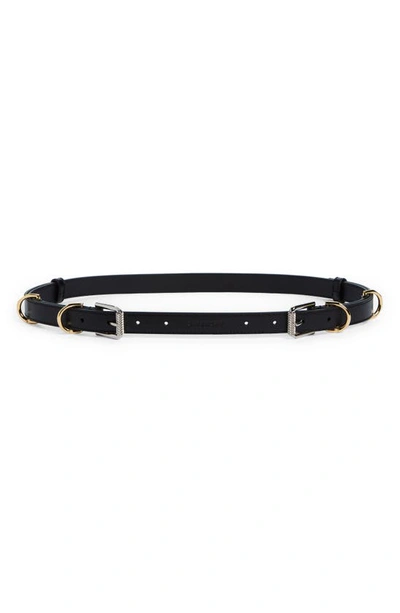 Shop Givenchy Voyou Double Buckle Leather Belt In Black