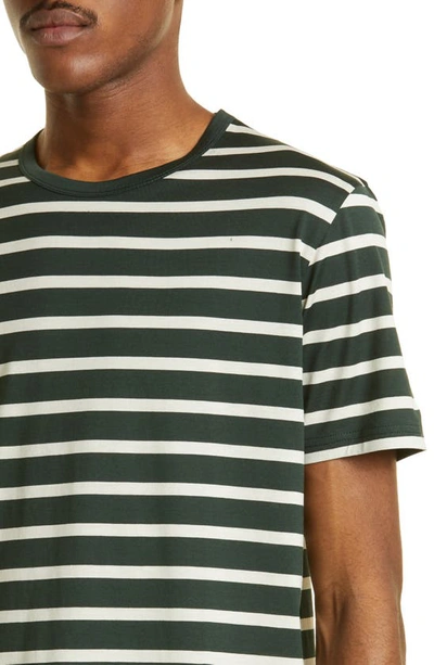 Shop Sunspel Breton Stripe T-shirt In Seaweed/ Ecru Breton Stripe