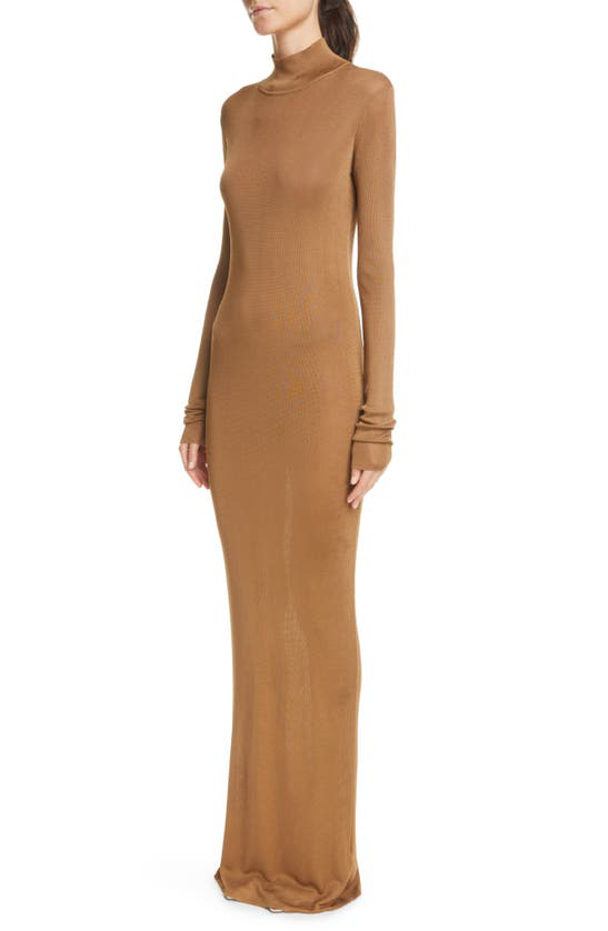 Saint Laurent knit long-sleeve maxi dress - Brown