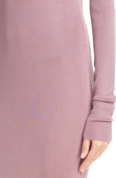 Shop Saint Laurent Mock Neck Long Sleeve Knit Dress In Mauve