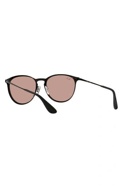 Shop Ray Ban Erika 54mm Round Sunglasses In Solid Black
