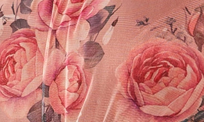 Shop Mac Duggal Floral High Neck Mesh Minidress In Rose Multi
