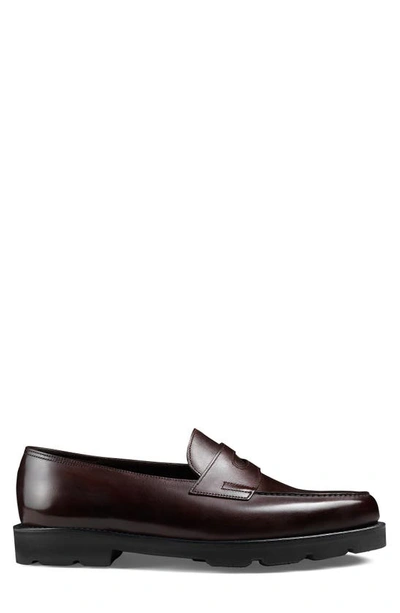 John Lobb Men's Lug-sole Iconic Penny Leather Loafers In Brown
