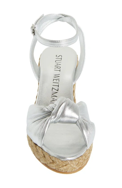 Shop Stuart Weitzman Playa Espadrille Knot Wedge Sandal In Silver/ Natural