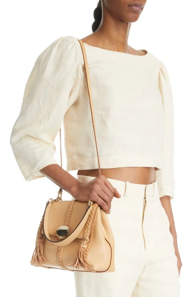 Shop Chloé Small Penelope Leather Crossbody Satchel In Milky Brown