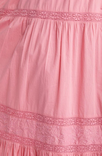 Shop Loveshackfancy Chessie Smocked Flutter Sleeve Dress In Vivid Pink