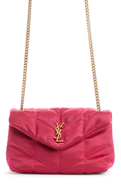 Shop Saint Laurent Toy Loulou Puffer Quilted Satin Shoulder Bag In Guava Pink