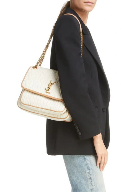 Saint Laurent Medium Niki Jacquard Shoulder Bag In Soy Milk