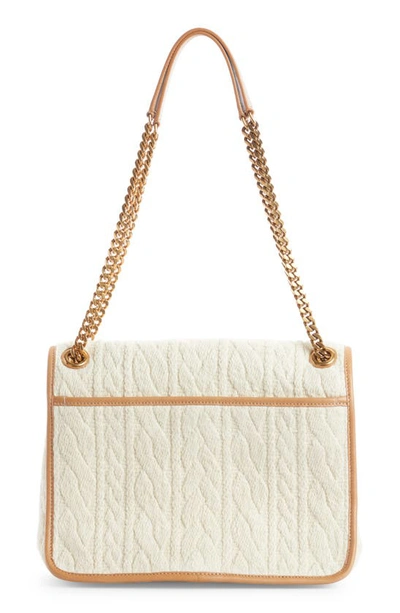 Shop Saint Laurent Medium Niki Jacquard Shoulder Bag In Soy Milk